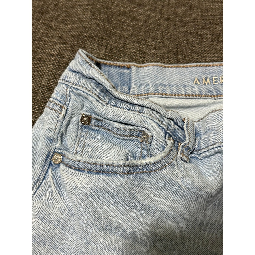 American Eagle Women's 8 Short Jeans Light Wash High Rise Straight Leg Stretch - Picture 6 of 13